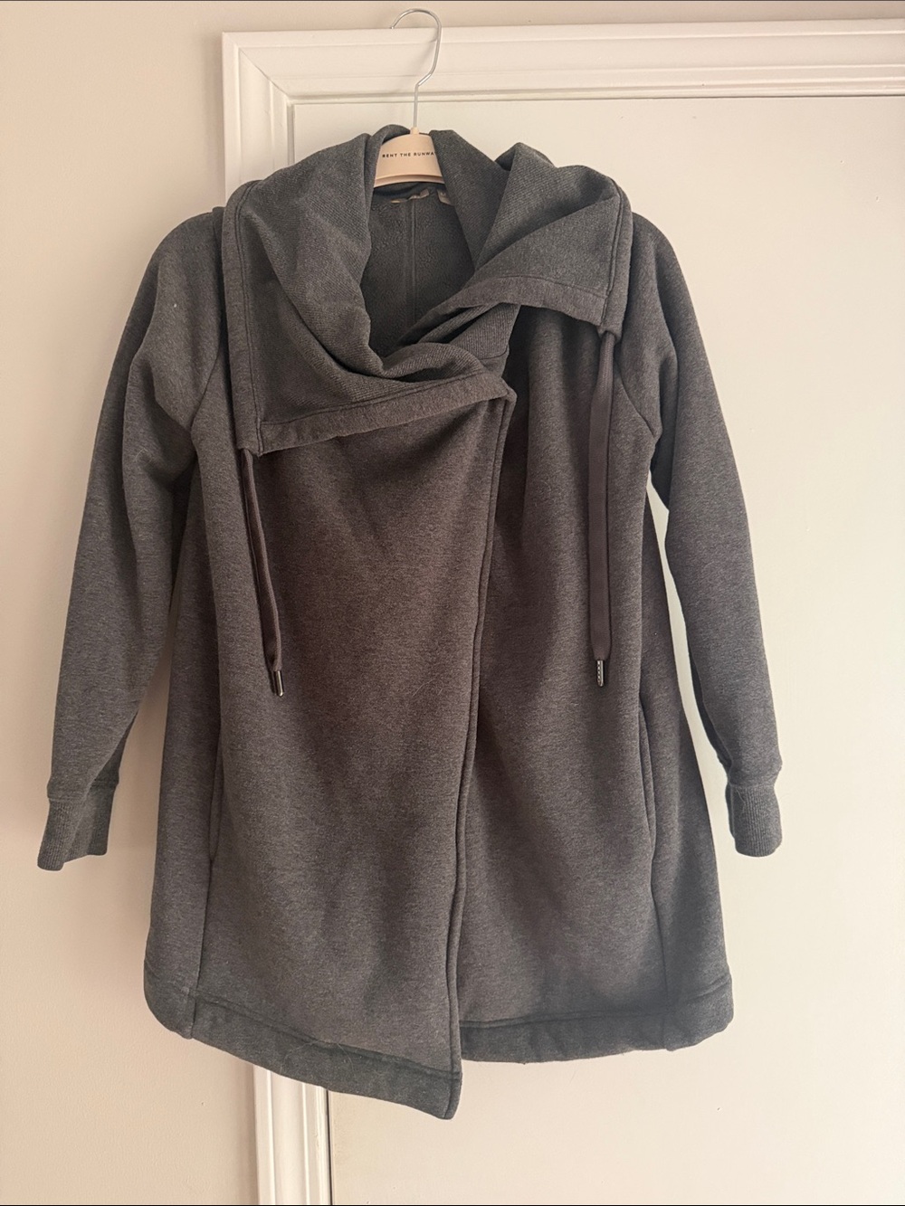 Zella Fleece Lined Cozy Dark Gray Wrap Hoodie Coat